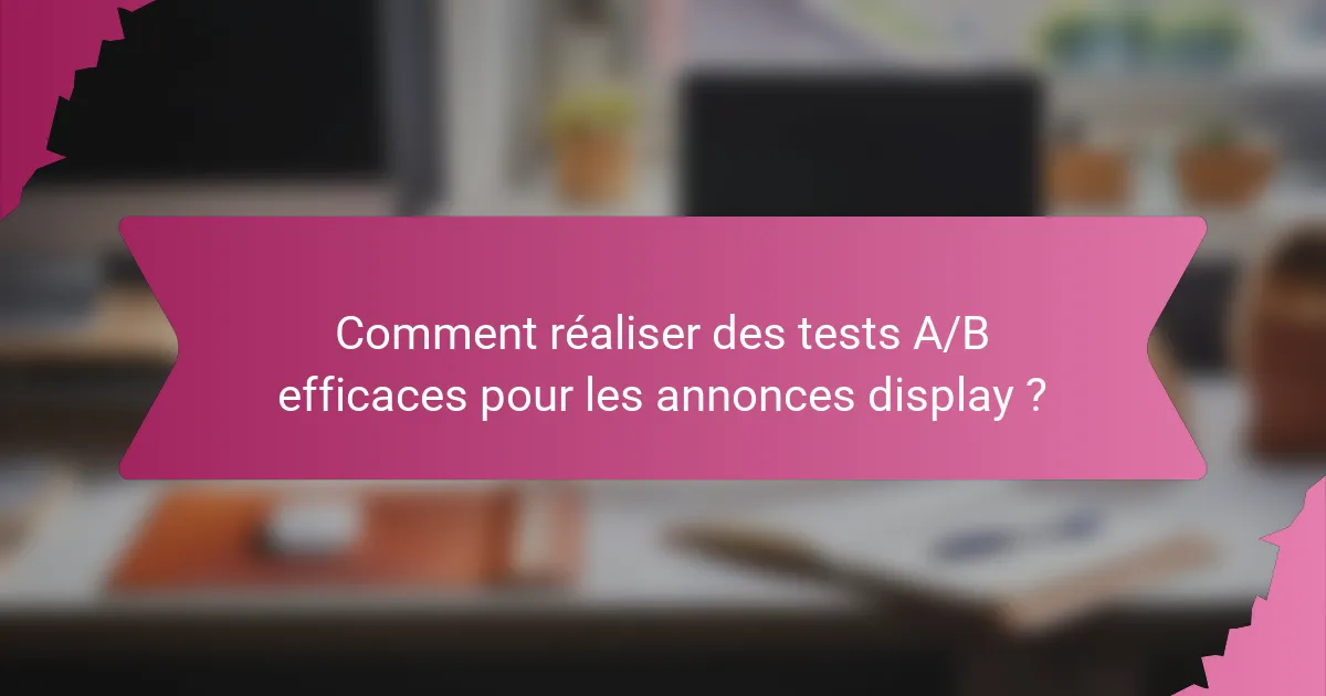 Comment réaliser des tests A/B efficaces pour les annonces display ?