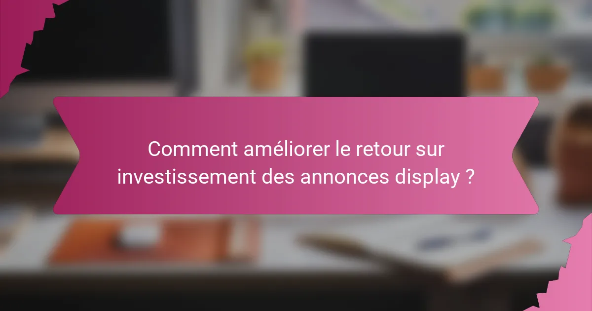 Comment améliorer le retour sur investissement des annonces display ?