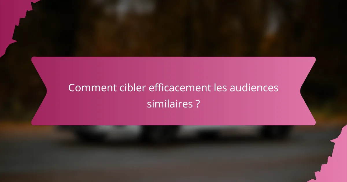 Comment cibler efficacement les audiences similaires ?