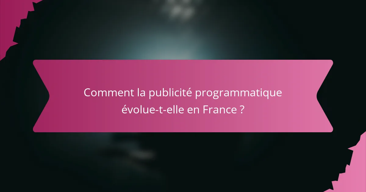 Comment la publicité programmatique évolue-t-elle en France ?