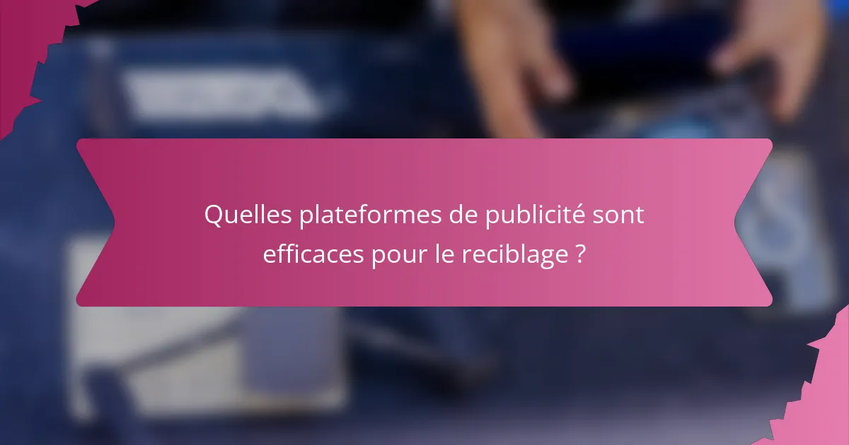 Quelles plateformes de publicité sont efficaces pour le reciblage ?