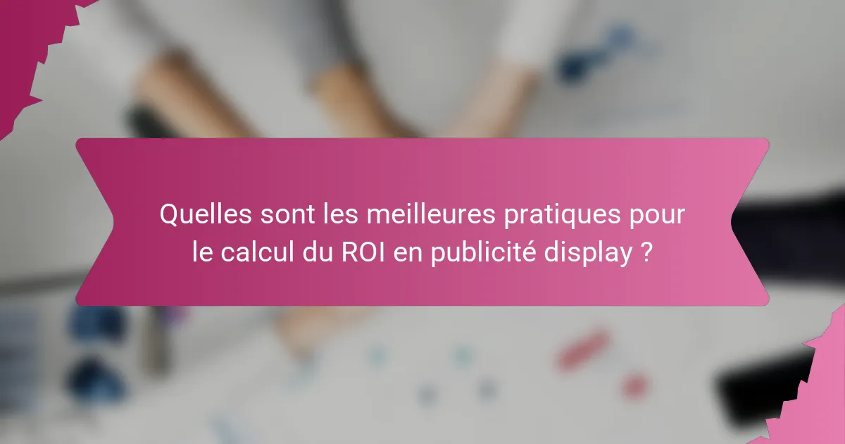 Quelles sont les meilleures pratiques pour le calcul du ROI en publicité display ?