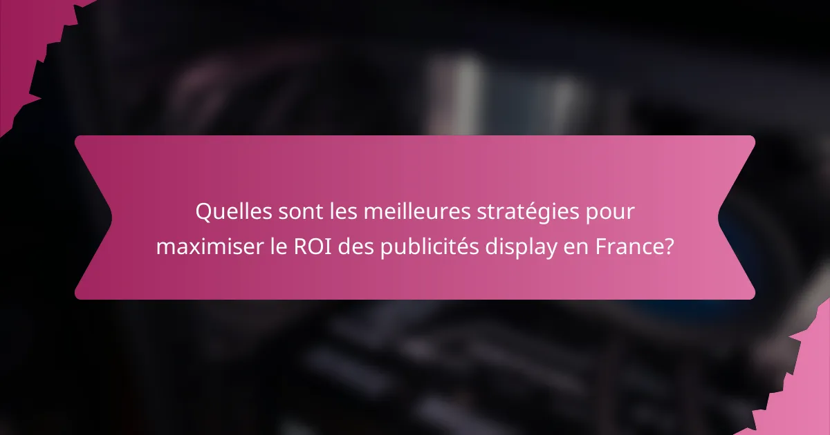 Quelles sont les meilleures stratégies pour maximiser le ROI des publicités display en France?