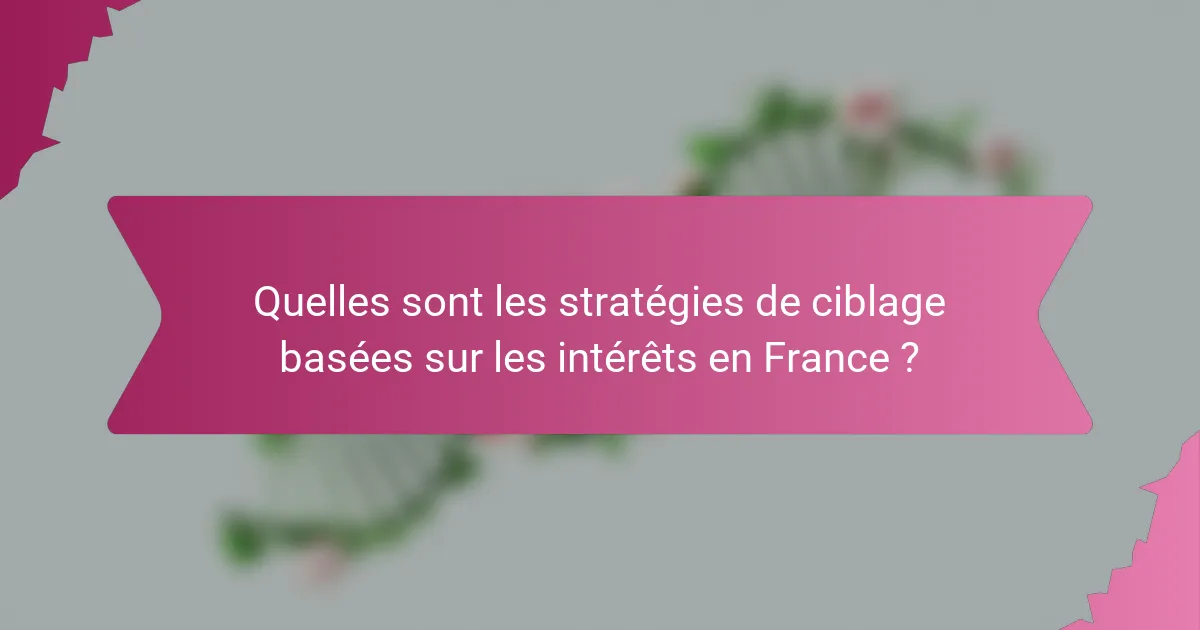Quelles sont les stratégies de ciblage basées sur les intérêts en France ?