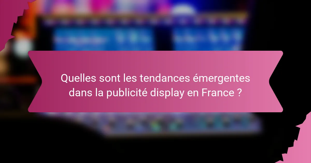 Quelles sont les tendances émergentes dans la publicité display en France ?