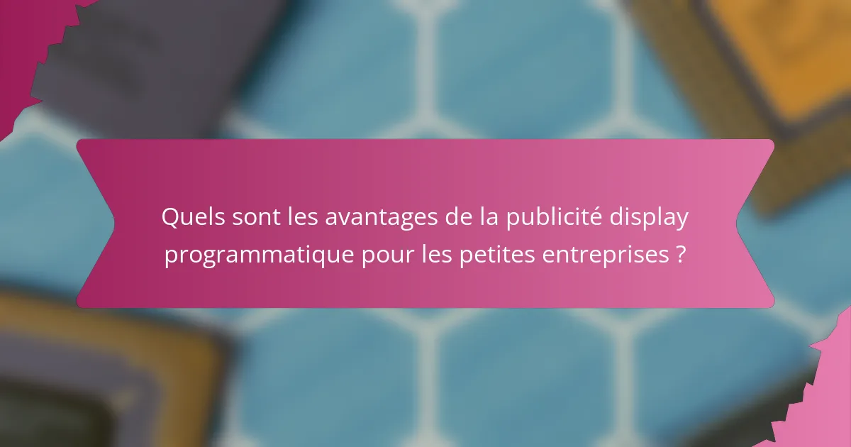 Quels sont les avantages de la publicité display programmatique pour les petites entreprises ?