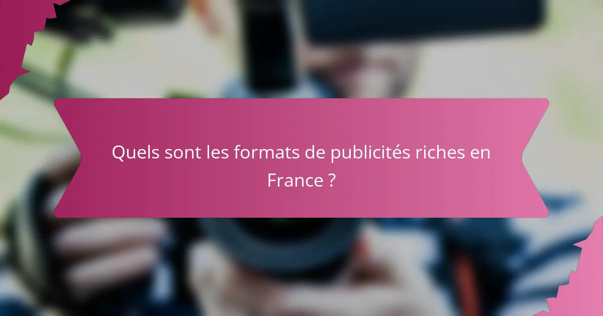 Quels sont les formats de publicités riches en France ?
